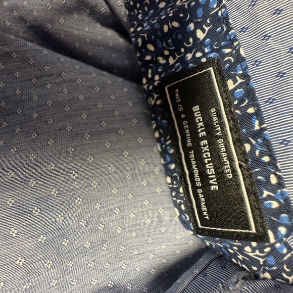 7 Diamonds Blue Patterned button up Men's Shirt - Picture 6 of 8